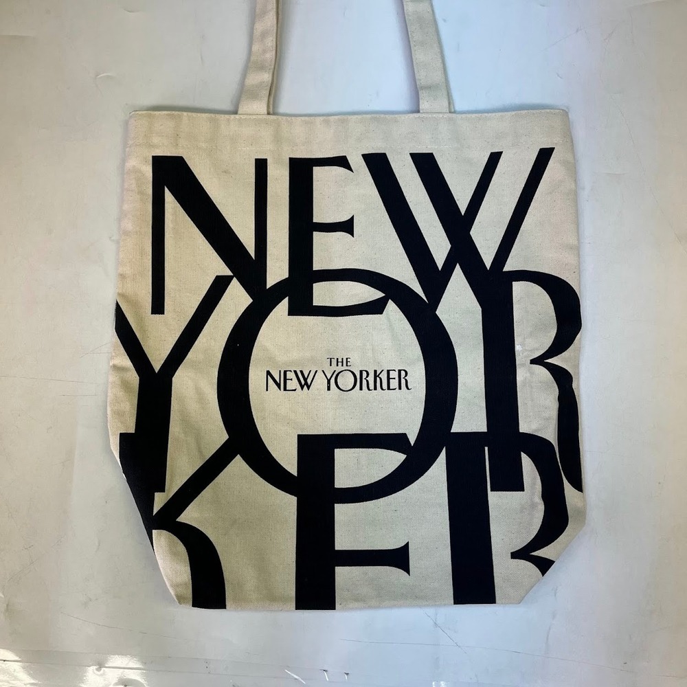 The New Yorker Magazine Canvas Tote Bag Natural Cream Black Logo 100% Cotton - Picture 4 of 9